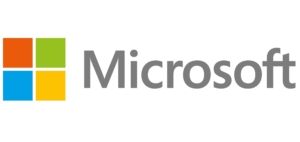 Microsoft logo featuring four colored squares (red, green, blue, and yellow) arranged in a grid on the left, with the word ‘Microsoft’ in gray text on the right.