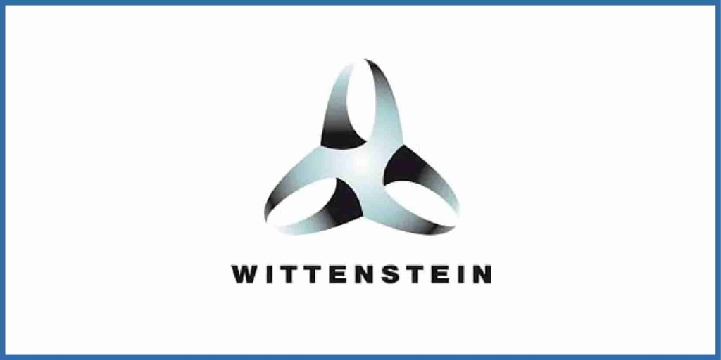 Corporate logo graphic displaying a metallic three‑blade emblem above the text “WITTENSTEIN,” presented on a transparent background, representing industrial innovation and brand identity.