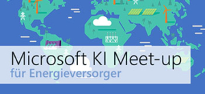 Banner mit Weltkartenhintergrund und dem Text â€žMicrosoft KI Meet-up fÃ¼r Energieversorgerâ€