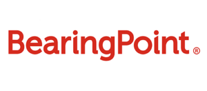 Das BearingPoint-Logo ist auf einem sauberen weiÃŸen Hintergrund gut sichtbar.
