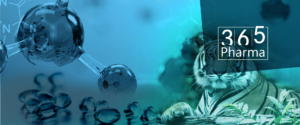 Ein Tiger sitzt vor einem blauen Hintergrund, auf dem deutlich der Schriftzug â€ž365 pharmaâ€œ zu sehen ist.