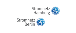 Das Logo von Stromnetz Hamburg & Berlin zeigt ein modernes Design mit leuchtenden Farben und stilisiertem Text.