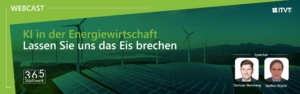 Solarpanels im Vordergrund, Windkraftanlagen im Hintergrund vor einem klaren, sonnigen Himmel