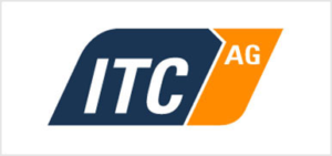 Das Logo der ITC AG zeigt ein stilisiertes Design mit den Buchstaben â€žITCâ€œ an prominenter Stelle.