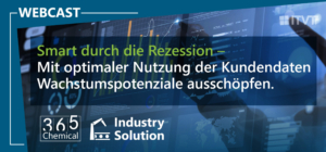 Webcast-Werbung mit dem Titel â€žSmart durch die Rezession â€“ Wachstumspotenziale durch optimale Nutzung von Kundendaten ausschÃ¶pfenâ€ mit Daten-Dashboards und ITVT-Branding.