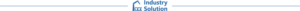 Blaues Symbol einer Fabrik mit dem Text â€žIndustry Solutionâ€œ daneben, zentriert zwischen zwei horizontalen Linien