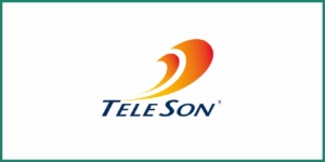 Das Logo von TeleSon zeichnet sich durch ein modernes Design mit fetter Typografie und leuchtenden Farben aus.