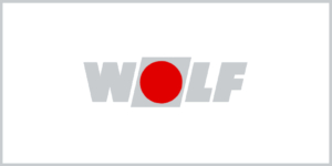 Das Wolf-Logo steht prominent auf weiÃŸem Hintergrund und unterstreicht sein elegantes Design und seine markanten Merkmale.