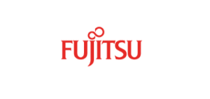 Ein weiÃŸer Hintergrund mit dem Fujitsu-Logo in der Mitte.
