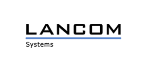 Das Logo von Lancom Systems, das mit seinen eleganten Buchstaben und seinem modernen Stil das Wesen der Marke symbolisiert.