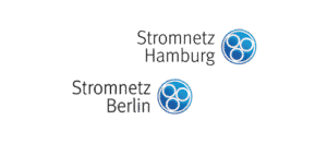 Das Logo von Stromnetz Hamburg & Berlin zeigt ein modernes Design mit leuchtenden Farben und stilisiertem Text.