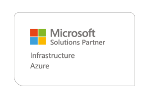 Microsoft Solutions Partner-Logo mit Infrastruktur und Azure-Branding in einem professionellen Design.